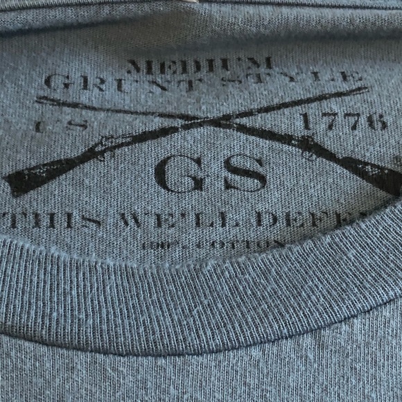 Grunt Style Gray Blue Patriotic Graphic T-shirt - Picture 4 of 8